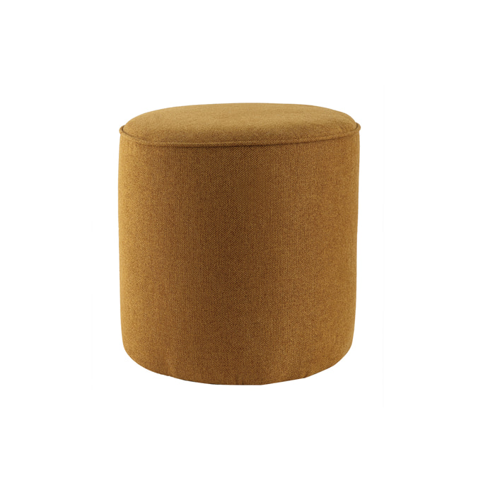 Pouf rond en tissu jaune cumin D40 cm COQ