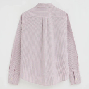 Camicia oxford a righe granata regular fit con ricamo Rigby Go