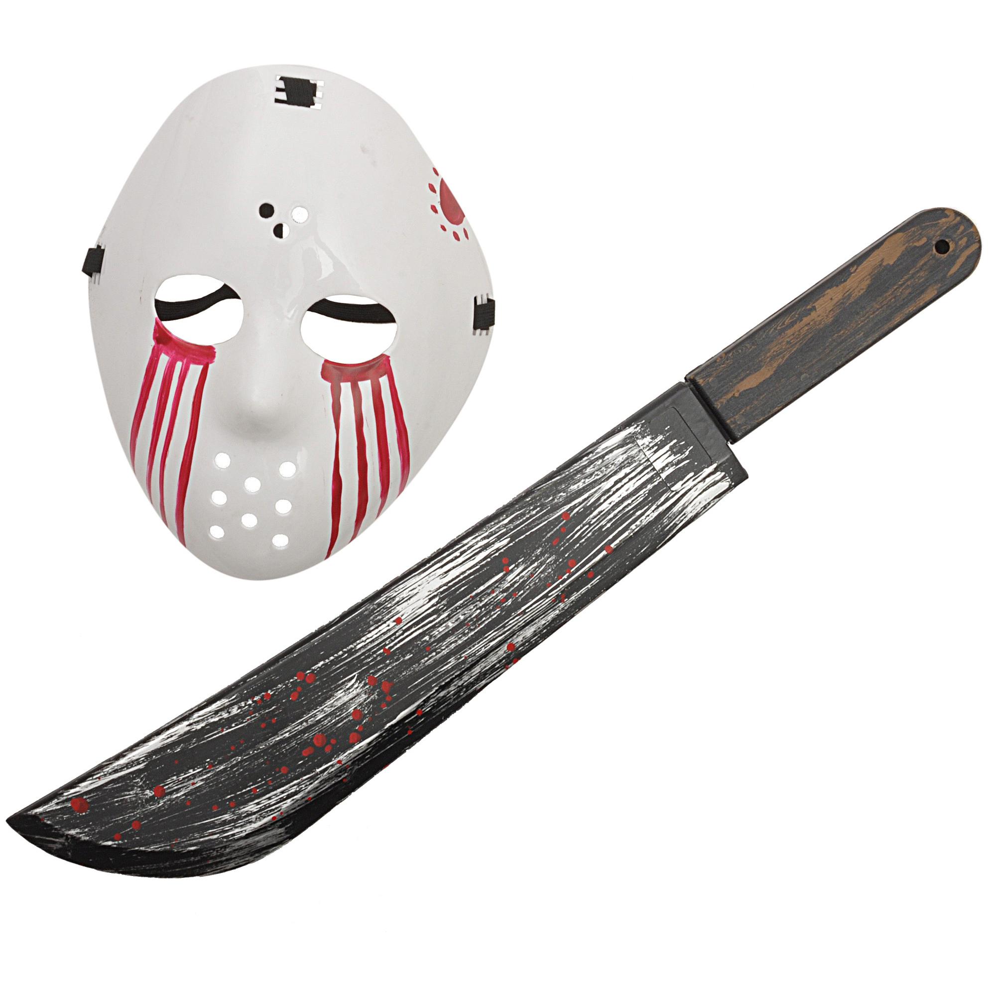 Kit Halloween Maschera Hockey E Machete Friday Venerdì 13 55Cm