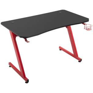 Mesa Gaming con Portavasos de Madera Acero 120x65x74,5 cm Rojo