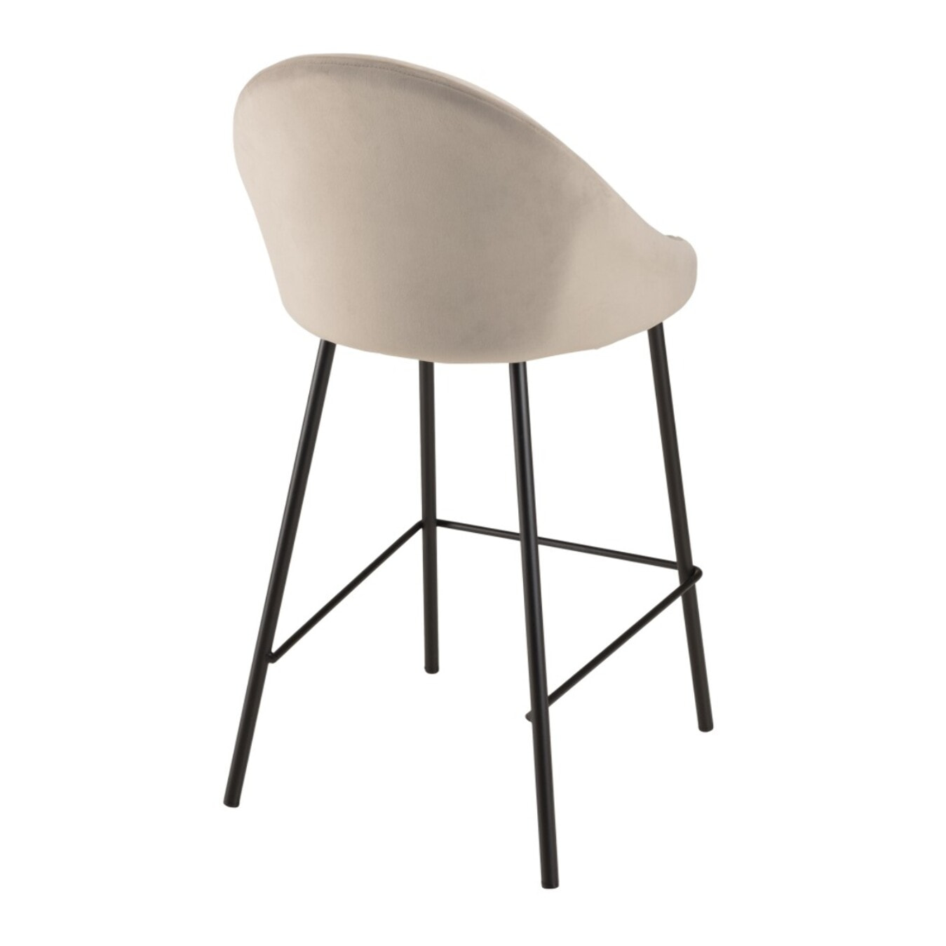 TOM - Lot de 2 tabourets d'ilot velours chamois hauteur d'assise 65cm