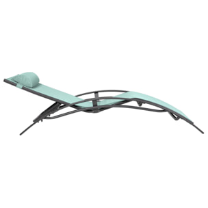 Lot de 2 transats GALAPAGOS en textilène vert d'eau - aluminium gris anthracite