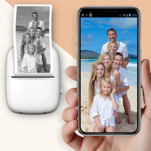 DAM Mini impresora térmica Bluetooth portátil, forma de osito, compatible con Android e iOS. 200dpi. 8,5x4,2x11,5 Cm. Color: Blanco
