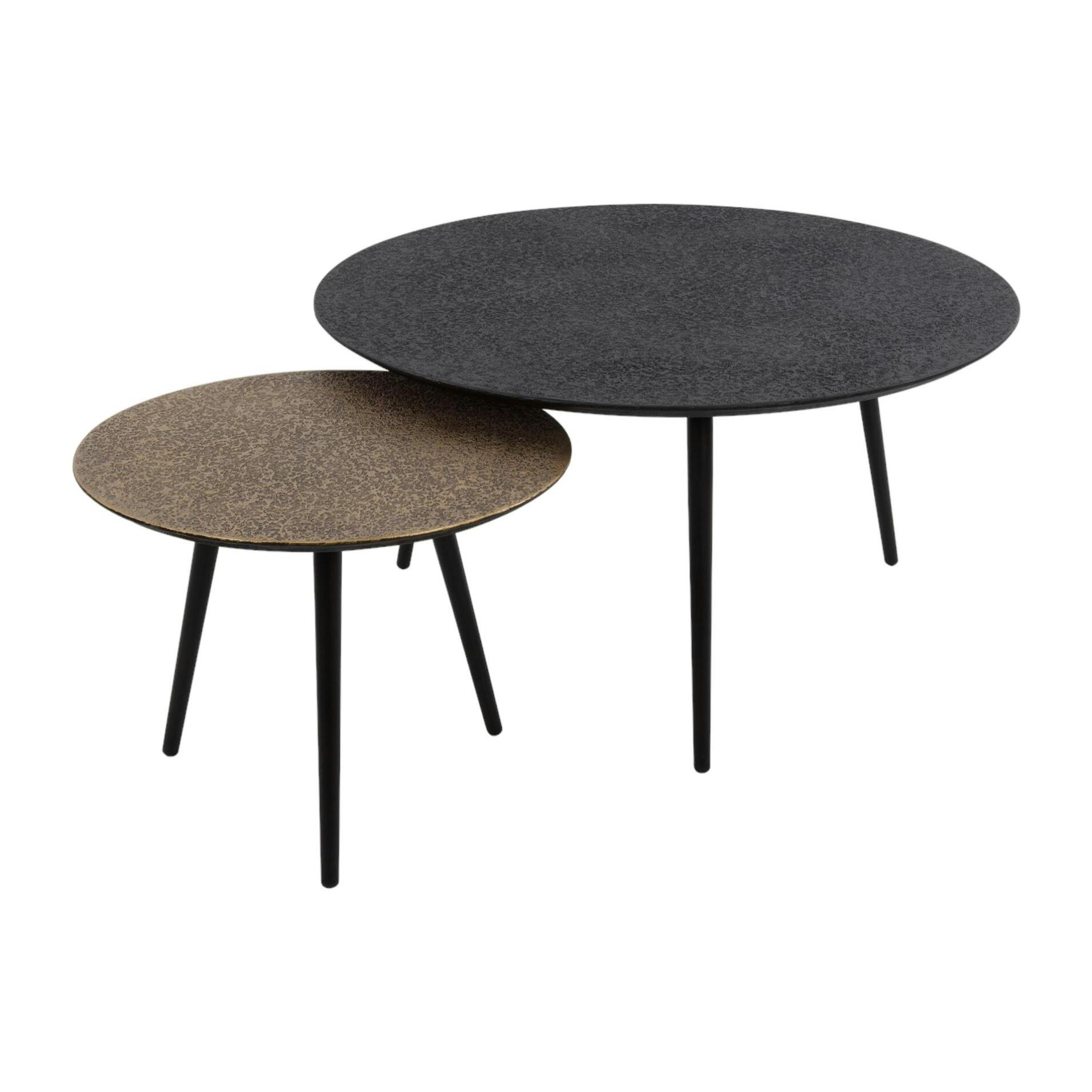 Table basse ronde design couleur anthracite et cuivré (2 pièces) RALF