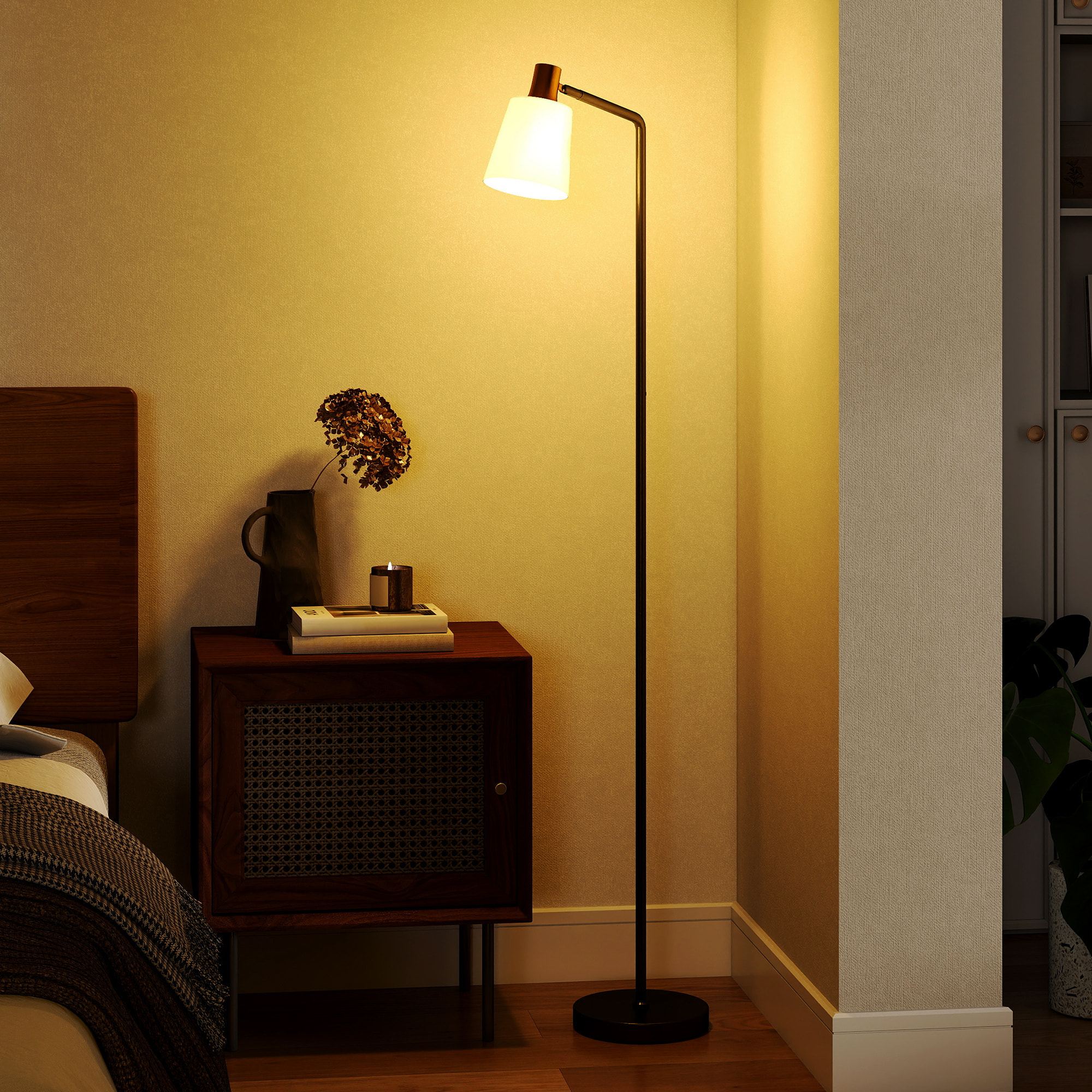 Lampadaire rétro réglable ampoule incluse noir doré
