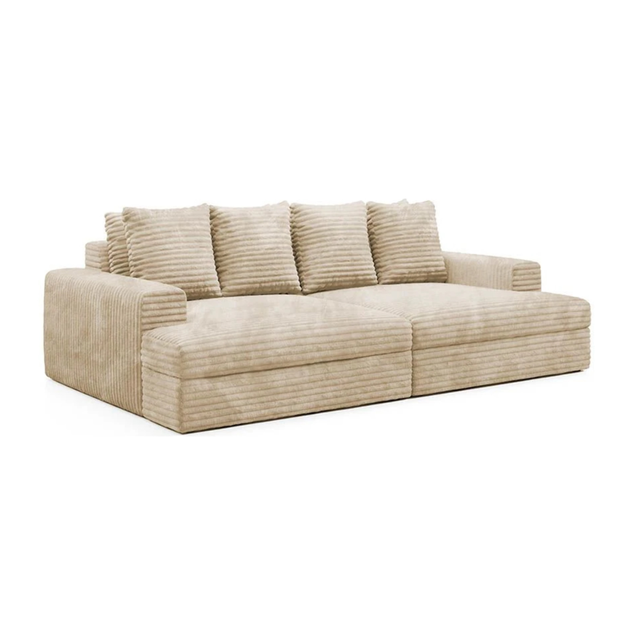 CAMELIA - Canapé 3 places en velours côtelé épais beige