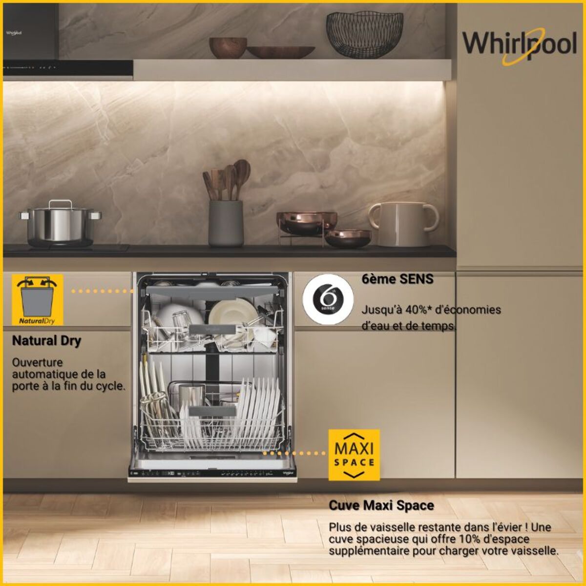 Lave vaisselle encastrable WHIRLPOOL WH6IB16AM6T0 MaxiSpace