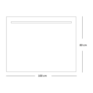 Miroir de salle de bain lumiére led horizontal Alday, 100x80cm