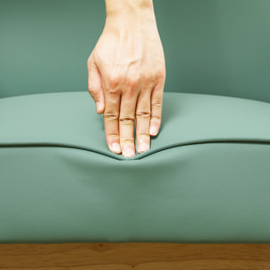 Butaca de Salón Butaca Nórdica Sillón de Salón Tapizado en PU con Reposabrazos y Marco de Madera de Caucho para Dormitorio Carga 120 kg Verde