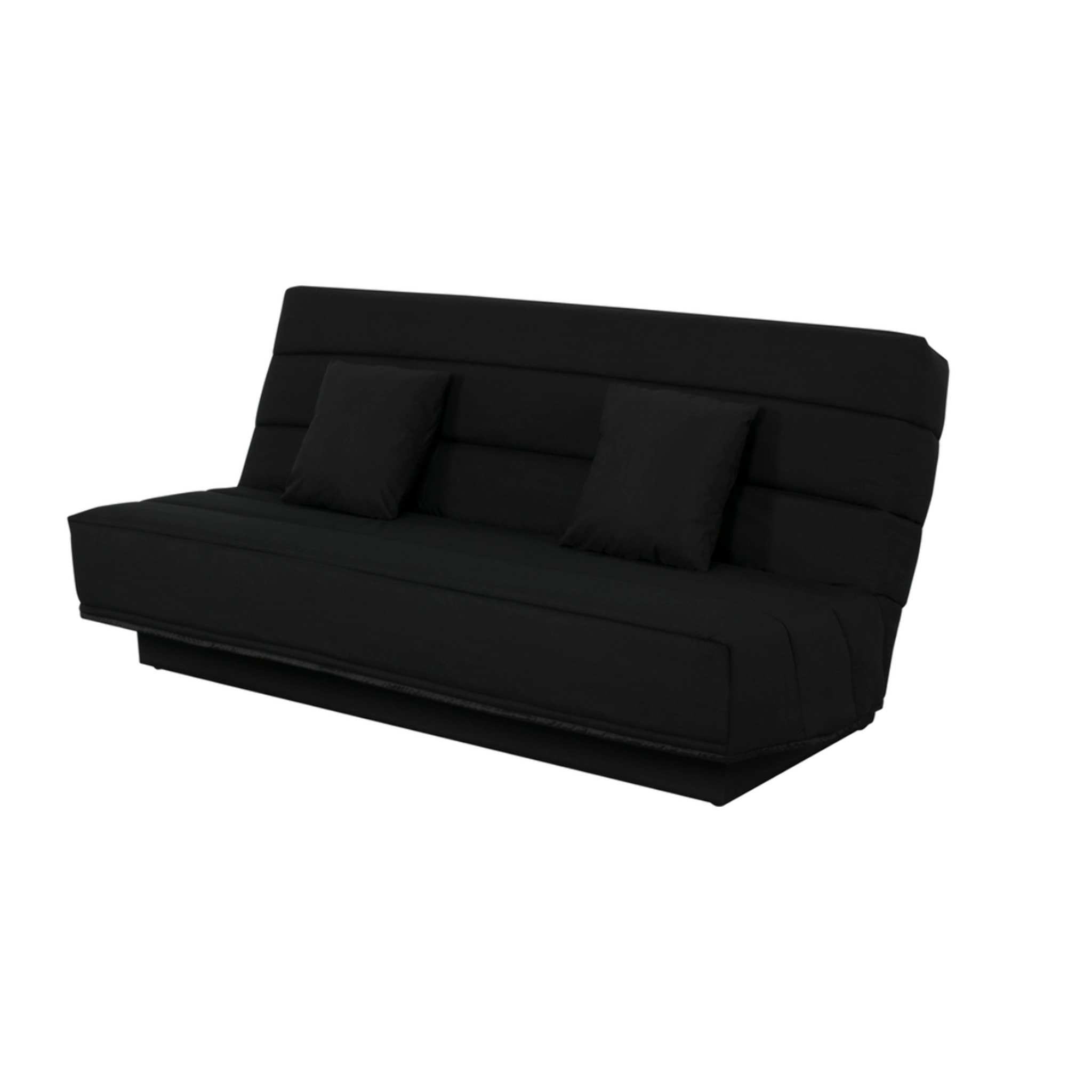 Canapé convertible Melissa, matelas Simmons, 120 x 190 cm, 2 coussins offerts, noir