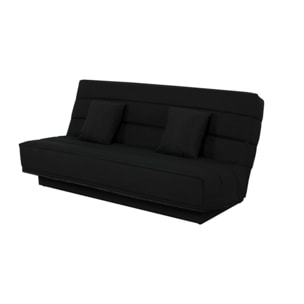 Canapé convertible Melissa, matelas Simmons, 120 x 190 cm, 2 coussins offerts, noir