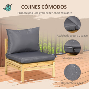 Conjunto de Muebles de Jardín de Madera 5 Piezas Juego de Muebles de Terraza Incluye 4 Sofás con Cojines Acolchados y Mesa de Centro para Patio Exterior Natural