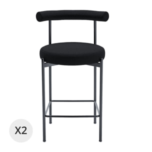 Lot de 2 chaises de bar bouclette grise anthracite Charlotte