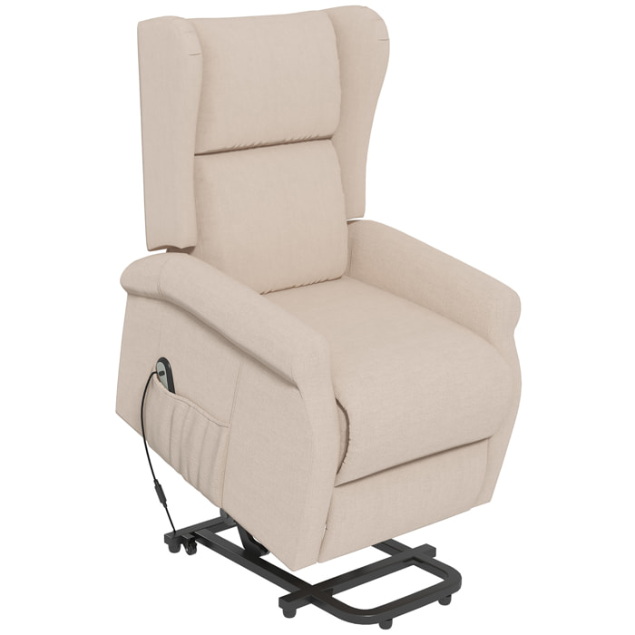 Fauteuil de relaxation électrique fauteuil releveur inclinable avec repose-pied ajustable lin beige