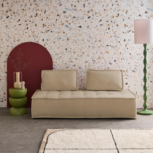 Chauffeuse 2 places pour canapé modulable tissu capitonné beige