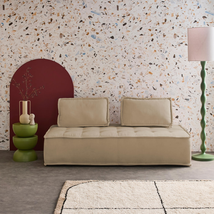 Chauffeuse 2 places pour canapé modulable tissu capitonné beige