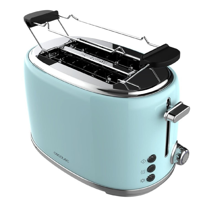Cecotec Toast&Taste 1000 Retro Double Blue 2-Slice Toaster. 980 W, 2 Wide and Sh