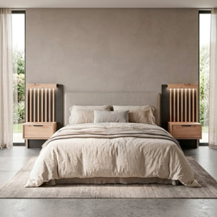 Set 2 Comodini Moderni Con Cassetto Comodino Camera Da Letto Design Salvaspazio In Laminato Resistente Florina 50 x 39,6 x 104 cm Rovere e Antracite