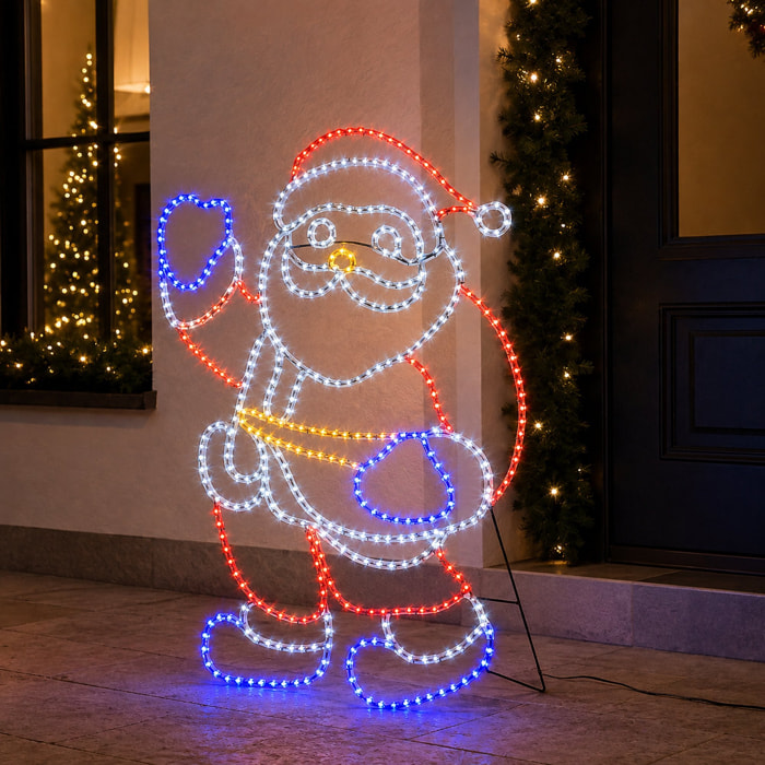 Papá noel gigante led con efecto intermitente con 522 leds multicolor, decoración navideña para exterior e interior, 91,5x109,5 cm