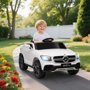 Coche Eléctrico para Niños Mercedes-Benz GLC, Coupé Coche de Batería 12V con Mando a Distancia 2,4 G Motor Doble Arranque Progresivo 3â€“5 km/h Uso 80 Min MP3 Bocina y Faros LED 3-6 Años Blanco