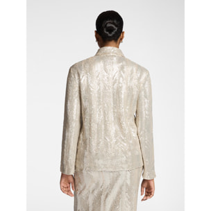 Elena Mirò - Camicia in tulle con paillettes - Beige