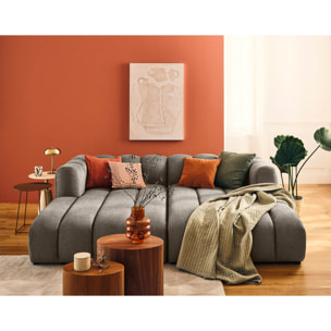 Debbie - canapé modulable droit 3 places avec double méridienne - assise profonde - en tissu texturé - Taupe