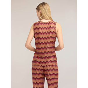 Motivi - Top de punto con estampado chevron - Naranja sol