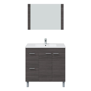 Mueble baño adam 2p2c 80cm gris ceniza con espejo, sin lavabo