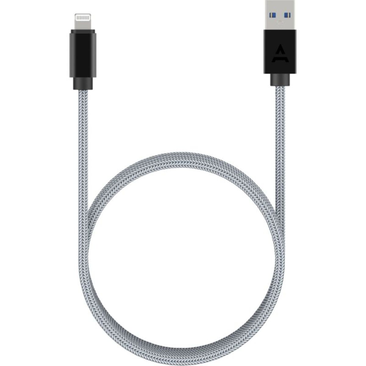 Câble Lightning ADEQWAT vers USB 2M certifié Apple Gris