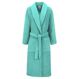 Peignoir pur coton 420 g/m² uni bleu Elea curacao
