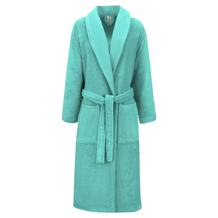 Peignoir pur coton 420 g/m² uni bleu Elea curacao