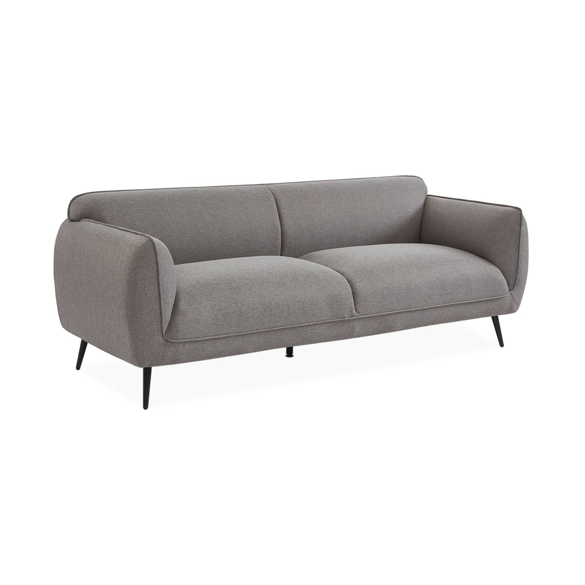 Canapé 3 places tissu gris clair et pieds métal noir