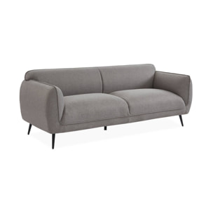 Canapé 3 places tissu gris clair et pieds métal noir