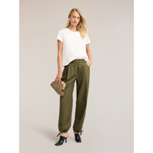 Motivi - Pantalones cargo de popelina de algodón - Verde militare