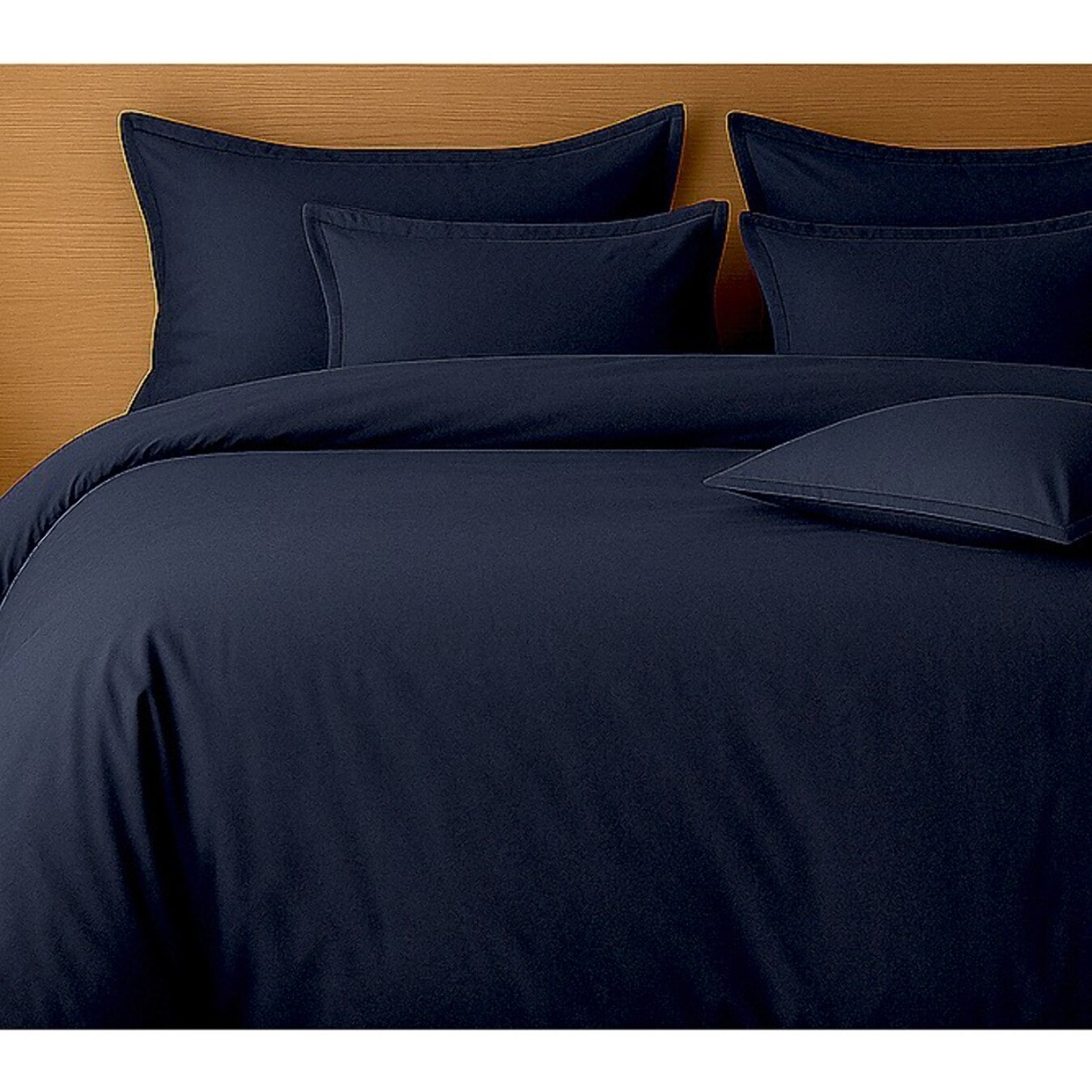 Parure housse de couette percale de coton bleu