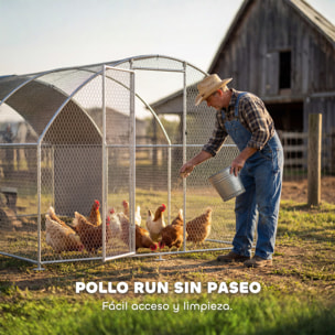 Gallinero para Exterior Grande, 2,8x5,1x1,9 m, 14,2 m², Gallinero de Acero Galvanizado con Cubierta de Tela Oxford, Anti-UV e Impermeable, Puerta y Pestillos, Jaula para 15-24 Gallinas, Plata