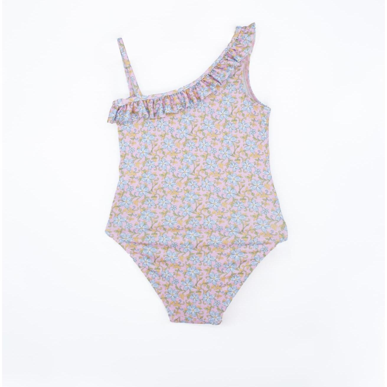 Bañador asimétrico flor azul