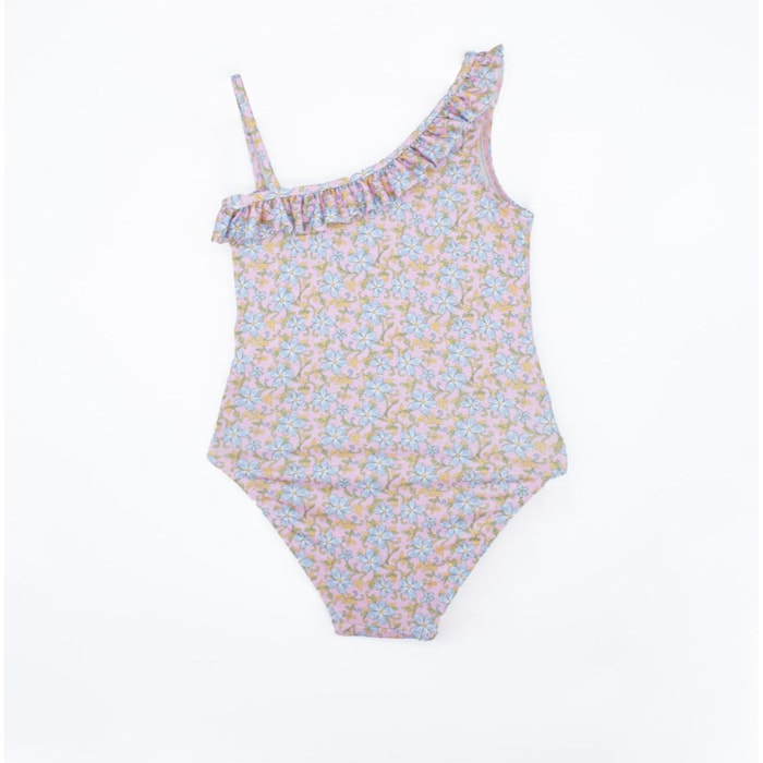 Bañador asimétrico flor azul