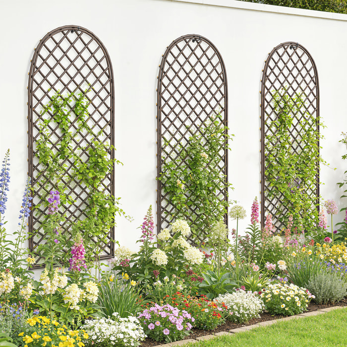 Lot de 3 treillis de jardin arches osier tissé naturel dim. 43 x 2 x 112 cm