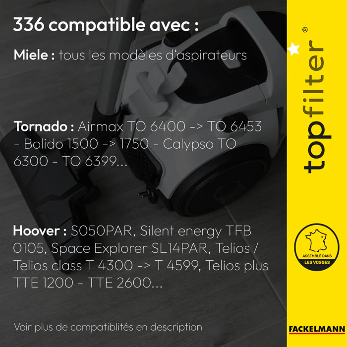 Lot de 4 packs de 4 sacs aspirateur 64336 Miele et Hoover TopFilter Premium