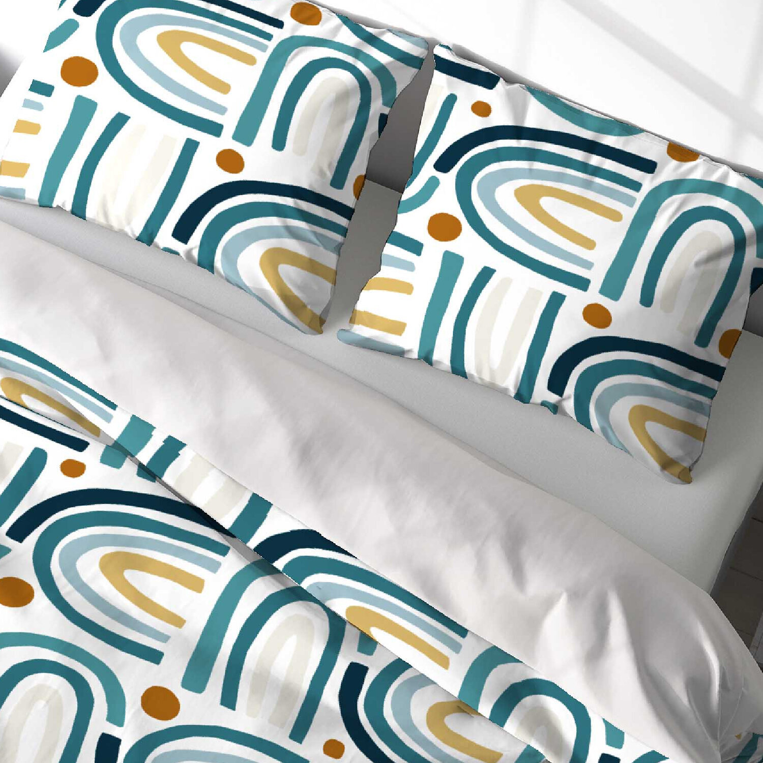Parure housse de couette 3pcs 100% microfibre 72gsm arc en ciel