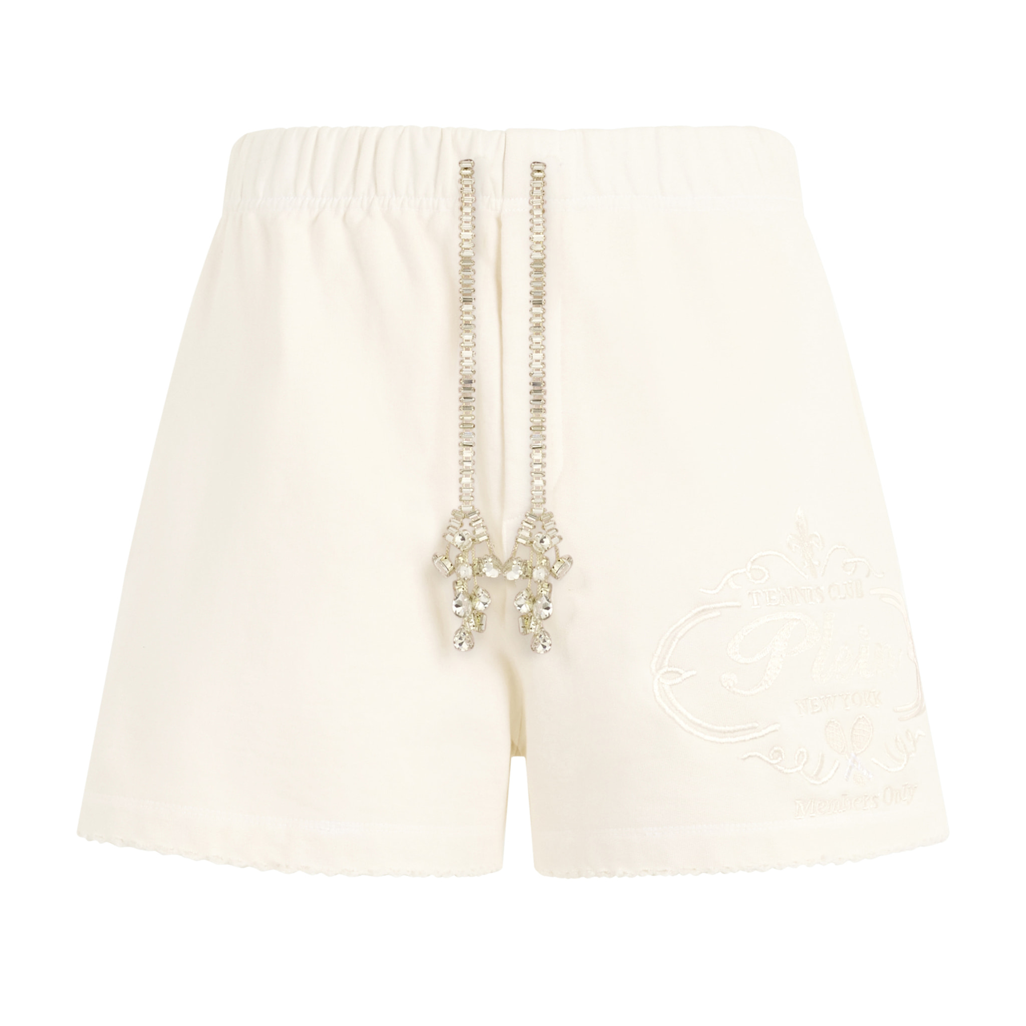 PHILIPP PLEIN Washed Fleece Shorts Tennis Club Crystals