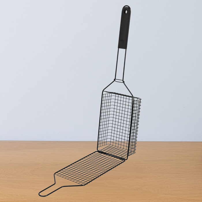 Well home parrilla-cesto bbq antiadherente negra 54x14x8cm