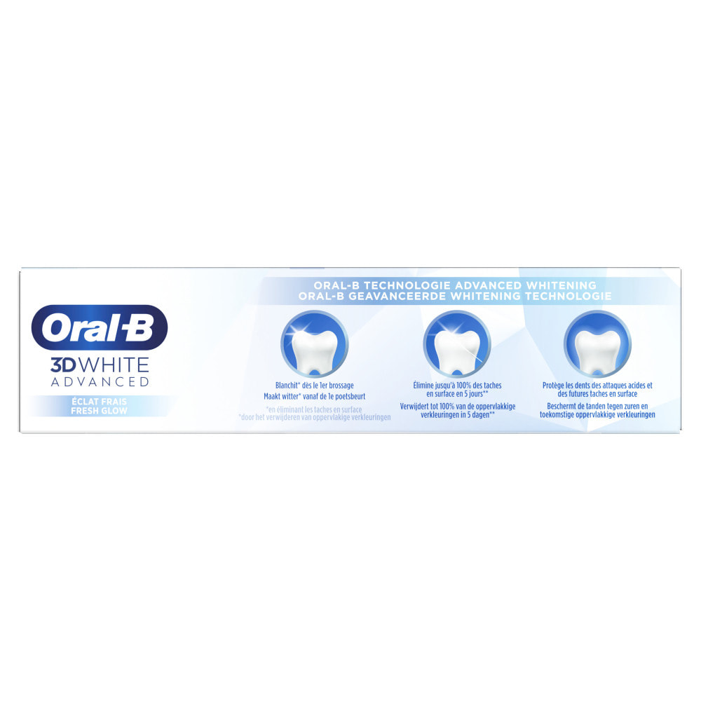 4 Dentifrices Oral-B 3D White Advanced Express Éclat de Fraîcheur 75ml