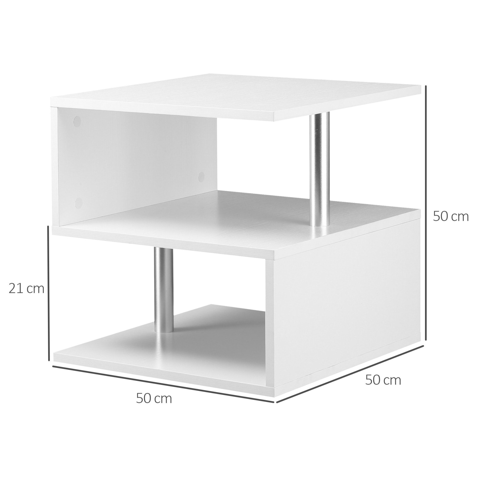 HomCom Moderno Tavolino Basso Da Salotto in Legno Bianco, 50x50x50cm