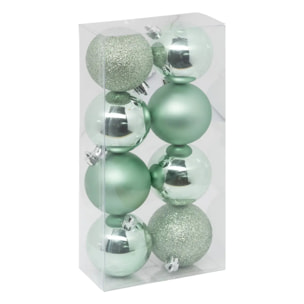 Boule de Noël plastique 70mm x8 vert amande