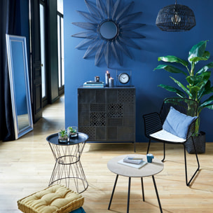 Coussin de sol bleu canard 40x40 cm