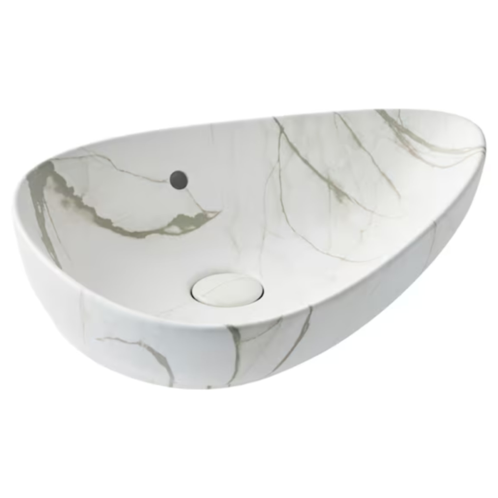 Vasque à poser asymétrique Nouvelle Vague effet marbre marbre sculptural