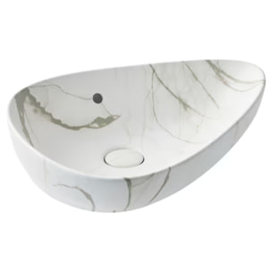 Vasque à poser asymétrique Nouvelle Vague effet marbre marbre sculptural