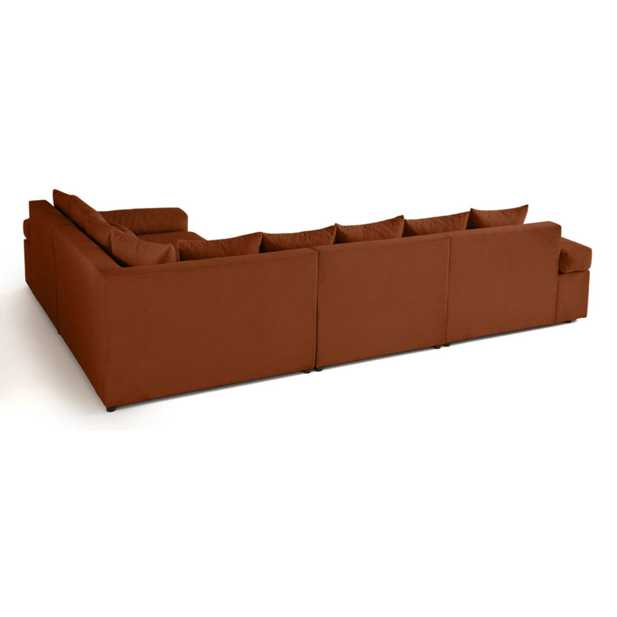 Aspen - canapé d'angle réversible 5 places - assise profonde - en velours côtelé - Terracotta